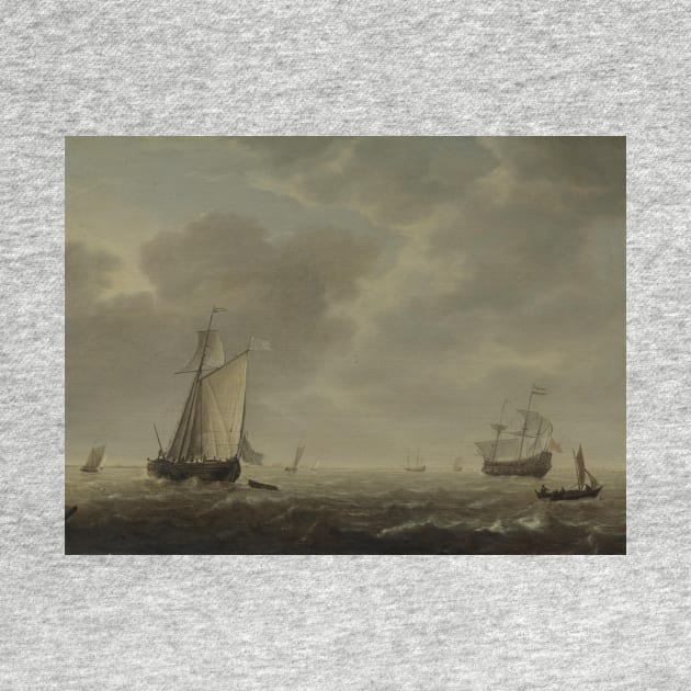 A Dutch Man-of-War and Various Vessels in a Breeze by Simon de Vlieger by Classic Art Stall